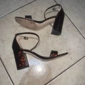Daniella patent tortoise leather block sandal heels Women main image 3